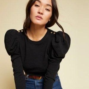 Nation LTD Krista top with gold buttons